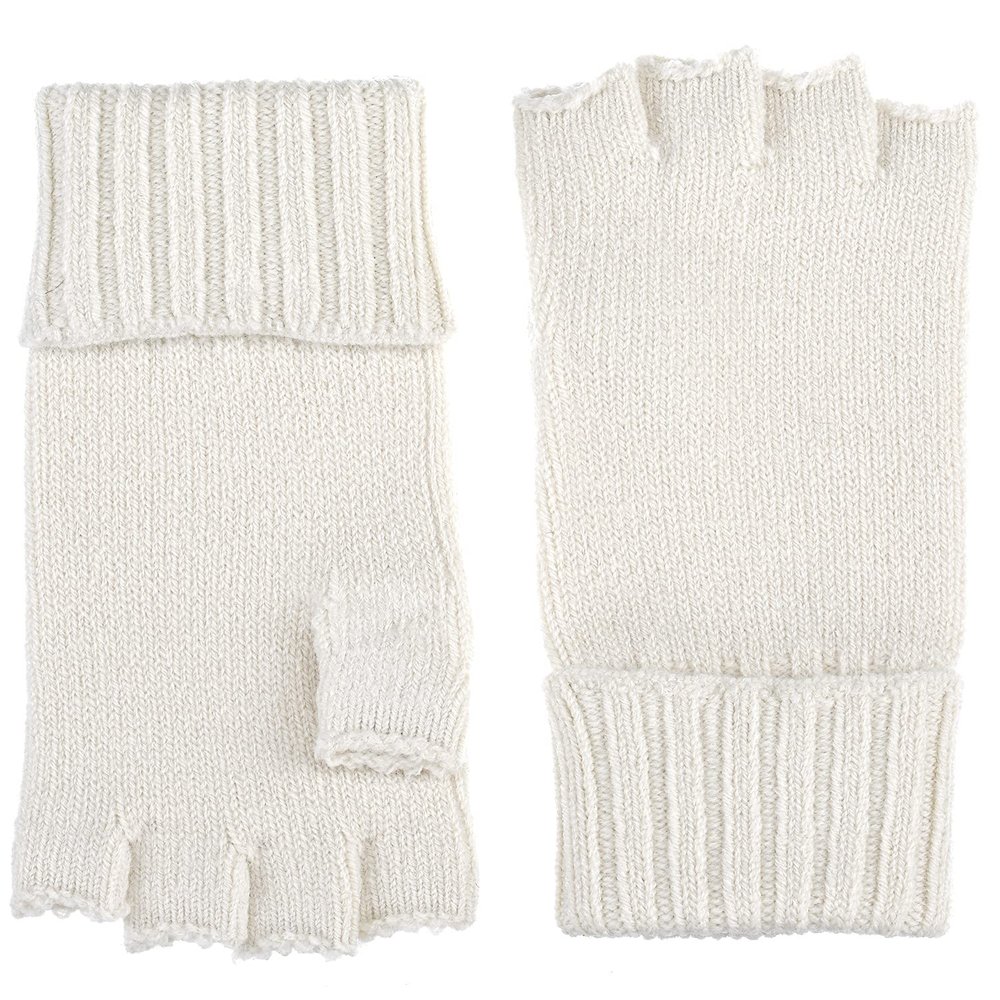BYOS Unisex Winter Solid Fingerless Knit Gloves Ribbed Cuff