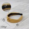 Soft Textured Cotton Knot Headband Wide Turban Headband (Mustard) view 3
