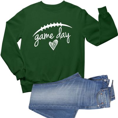 Go All Out Large Forest Green Adult Game Day Football Sweatshirt Crewneck