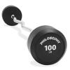 Philosophy Gym Rubber Fixed Barbell, 100 LB Pre-Loaded Weight EZ Curl Bar for Strength Training & Weightlifting view 1