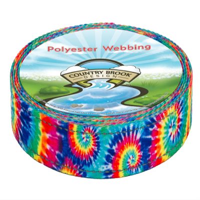 Country Brook Design - Classic Tie Dye Reflective Polyester Webbing (1 Inch, 20 Yards)