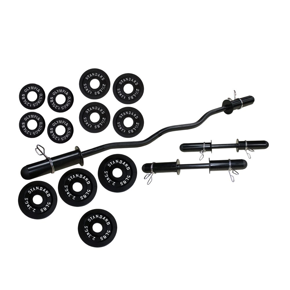 Ader Black Olympic 2'' Hollow Bar Kit w/Black Plates (4 x 1.25+2.5+5lb = 35lb Total)