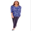 Catherines Women's Plus Size Petite Suprema 3/4 Sleeve V-Neck Tee - 3XWP, Texture Print view 1