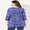 Catherines Women's Plus Size Petite Suprema 3/4 Sleeve V-Neck Tee - 3XWP, Texture Print view 2