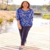 Catherines Women's Plus Size Petite Suprema 3/4 Sleeve V-Neck Tee - 3XWP, Texture Print view 3