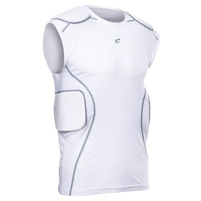 CHAMPRO mens Formation Padded Football Sleveless Compression Shirt, White, Large US