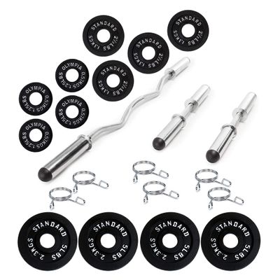 Ader Chrome Olympic 2" Hollow Bar Kit w/Black Plates (4 x 1.25+2.5+5lb = 35lb Total)