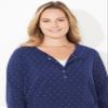 Catherines Women's Plus Size Suprema Snap-Placket Tee - 6X, Navy Dot view 3