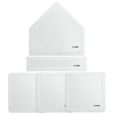 Cannon Sports Throwdown Base Set - 5pc Durable Rubber Home Plate, Pitcher's Mound & 3 Bases Indoor Outdoor Base Set Perfect for Baseball, Softball, Kickball, Backyard Practice (White)