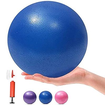 MOMPLUS 6 Inch Exercise Pilates Mini Yoga Balls Barre for Home Stability Squishy Training Physical Therapy Improves Balance Core Strength Comes with Pump(Blue, 6 Inch)
