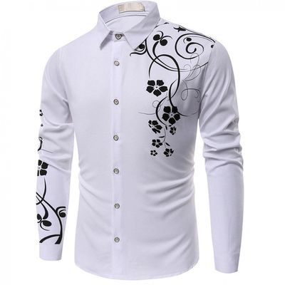 Mens Fashion Polo Shirts Long Sleeve Classic Slim Fit Cotton Dress Shirts Button Color Block Graphic Tees Pocket A-White