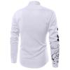 Mens Fashion Polo Shirts Long Sleeve Classic Slim Fit Cotton Dress Shirts Button Color Block Graphic Tees Pocket A-White view 2