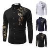 Mens Fashion Polo Shirts Long Sleeve Classic Slim Fit Cotton Dress Shirts Button Color Block Graphic Tees Pocket A-White view 3