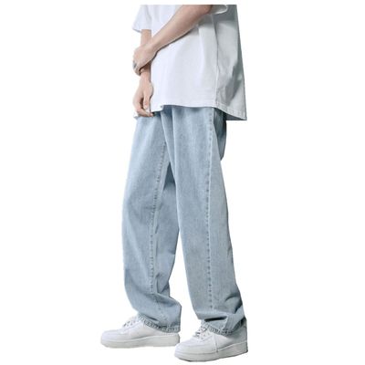 DIYAGO MEN DIYAGO Baggy Jeans Mens Straight Wide Leg Casual Teen Vintage Streetwear Hip Hop Trendy Denim Pant Fashion Designer Long Length Trouser 7-blue