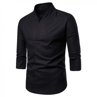 Mens Fashion Polo Shirts Long Sleeve Classic Slim Fit Cotton Dress Shirts Button Color Block Graphic Tees Pocket B-Black