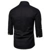 Mens Fashion Polo Shirts Long Sleeve Classic Slim Fit Cotton Dress Shirts Button Color Block Graphic Tees Pocket B-Black view 2