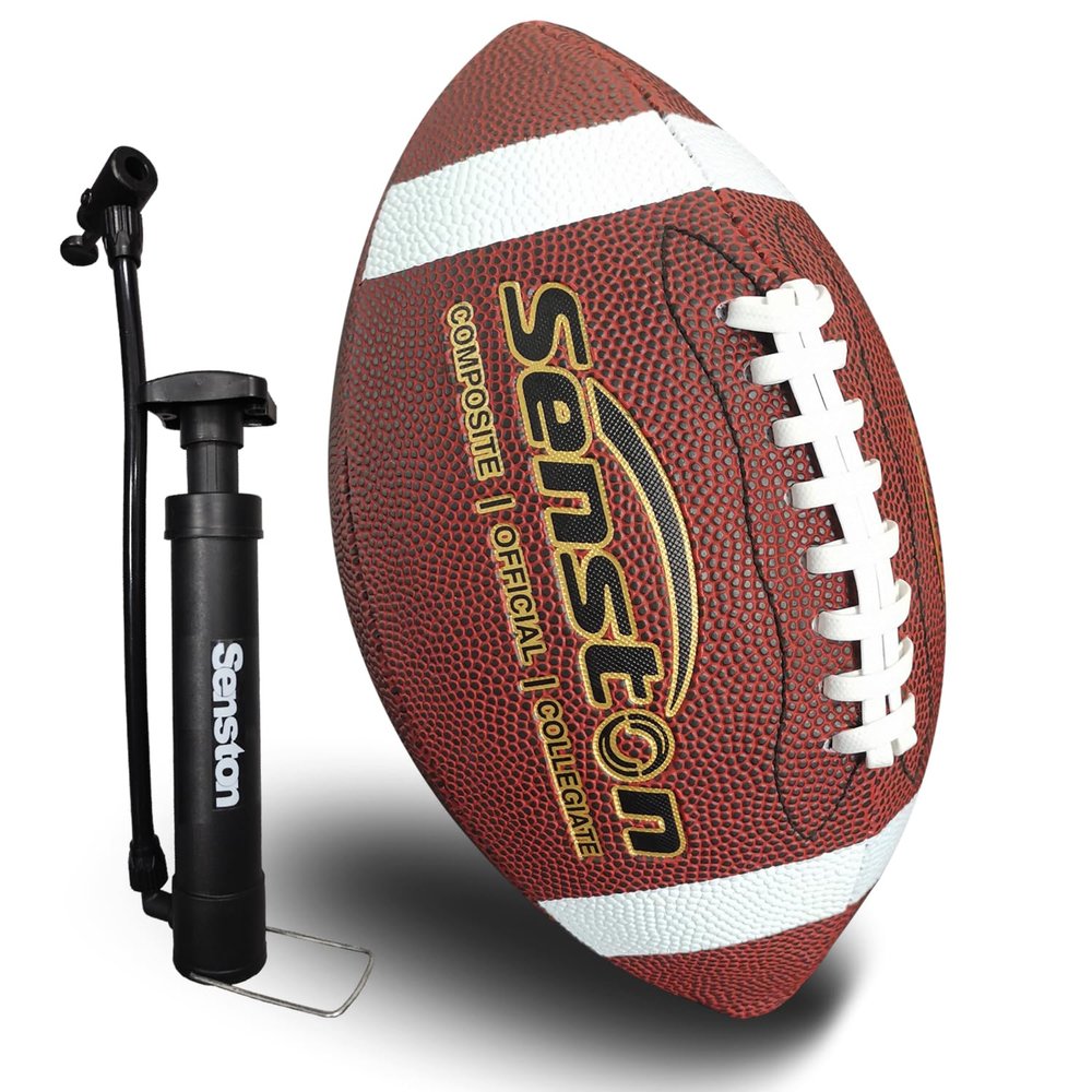 Senston Football Official Size 9/ Premium Composite Leather High School Size Football with Pump