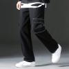DIYAGO Baggy Jeans Mens Straight Wide Leg Casual Teen Vintage Streetwear Hip Hop Trendy Denim Pant Fashion Designer Long Length Trouser, 4-black view 2