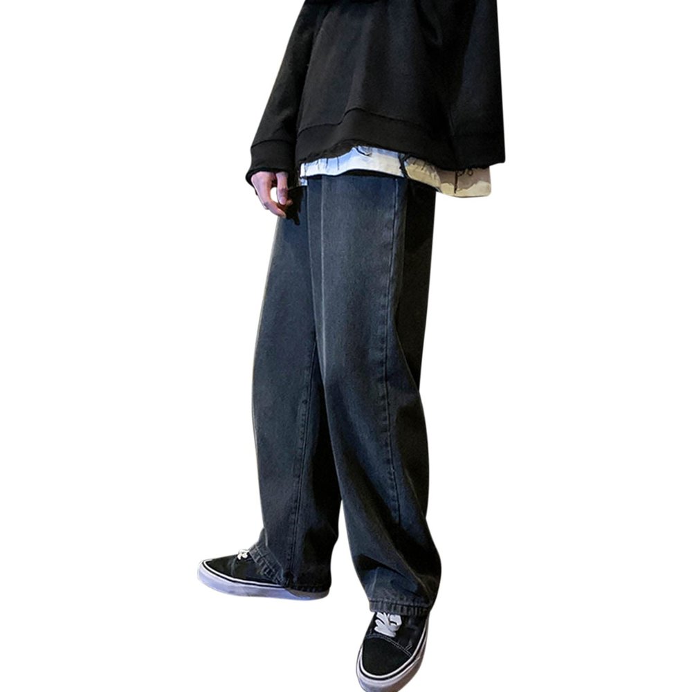 DIYAGO Baggy Jeans Mens Straight Wide Leg Casual Teen Vintage Streetwear Hip Hop Trendy Denim Pant Fashion Designer Long Length Trouser