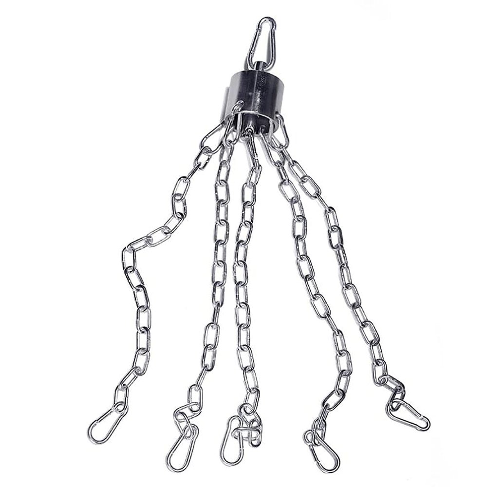 Heavy-Duty Boxing Punching Bag Hanging Chain, 360 Rotation Spherical Swing Hook, Boxing Bag Mount, Solid Steel One-Piece Molding Without Welding