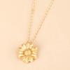Caiyao You Are My Sunshine 14K Gold Plated Golden Sunflower Pendant Necklace Lightweight Solid Yellow Flower Daisy Chain Necklace for Women Graduation Birthday Jewelry Gifts-Gold view 3