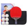 LINGOSHUN Ping Pong Racket Set,Comfortable Handle,Table Tennis Bat with Carbon Fibre Technology for Increased Control / 5 Stars/Short Handle view 1