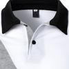 Mens Fashion Polo Shirts Long Sleeve Classic Slim Fit Cotton Dress Shirts Button Color Block Graphic Tees Pocket Gray view 4