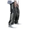 DIYAGO MEN DIYAGO Baggy Jeans Mens Straight Wide Leg Casual Teen Vintage Streetwear Hip Hop Trendy Denim Pant Fashion Designer Long Length Trouser, 8-black, XX-Large view 1