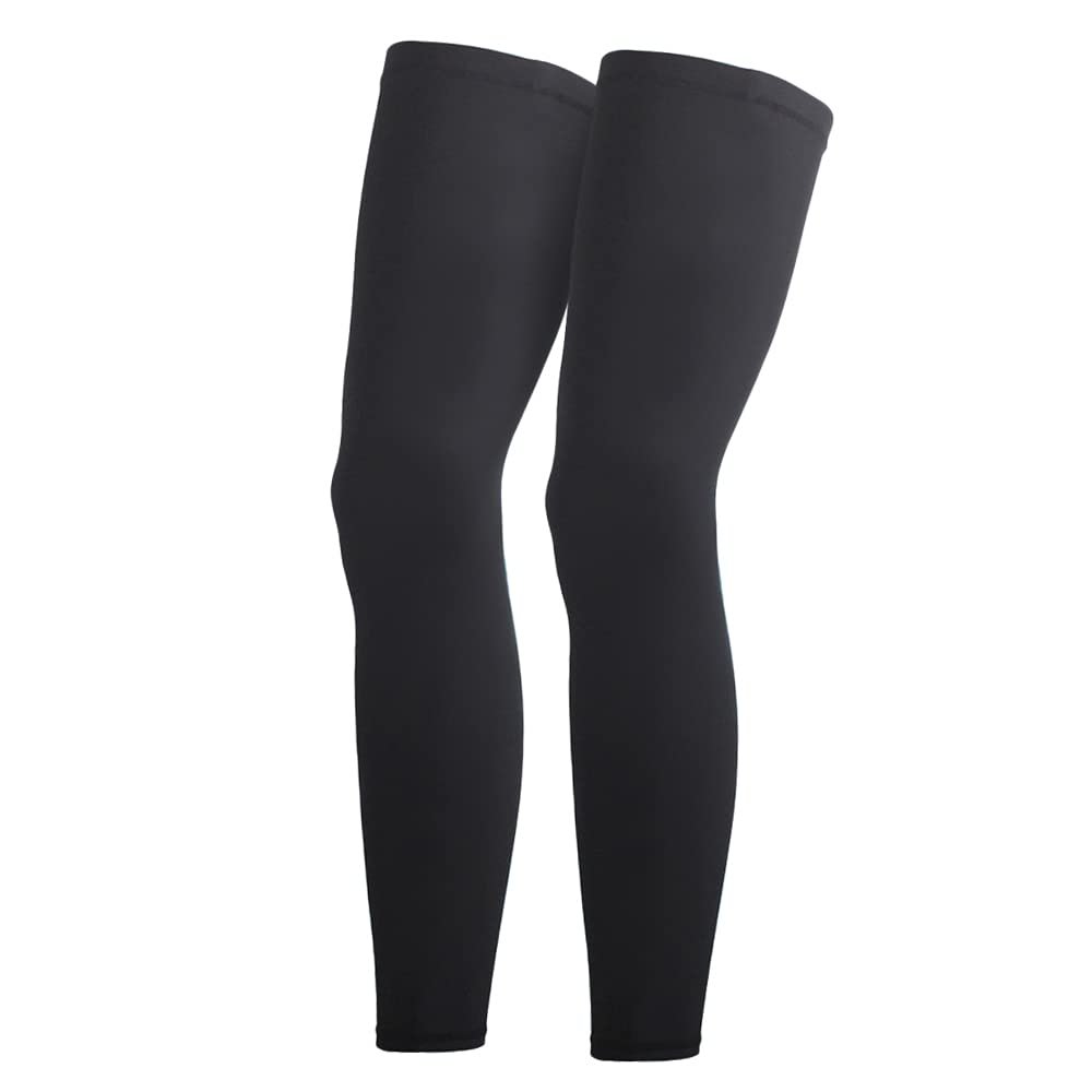 One Pair Compression Full Length Leg Sleeves Unisex Run Basketball Black-M