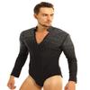 Hansber Men's V-Neck Shiny Rhinestones Dance Shirts Figure Skating Bodysuit Leotard Ballroom Latin Tango Dance Costume Black Large view 1
