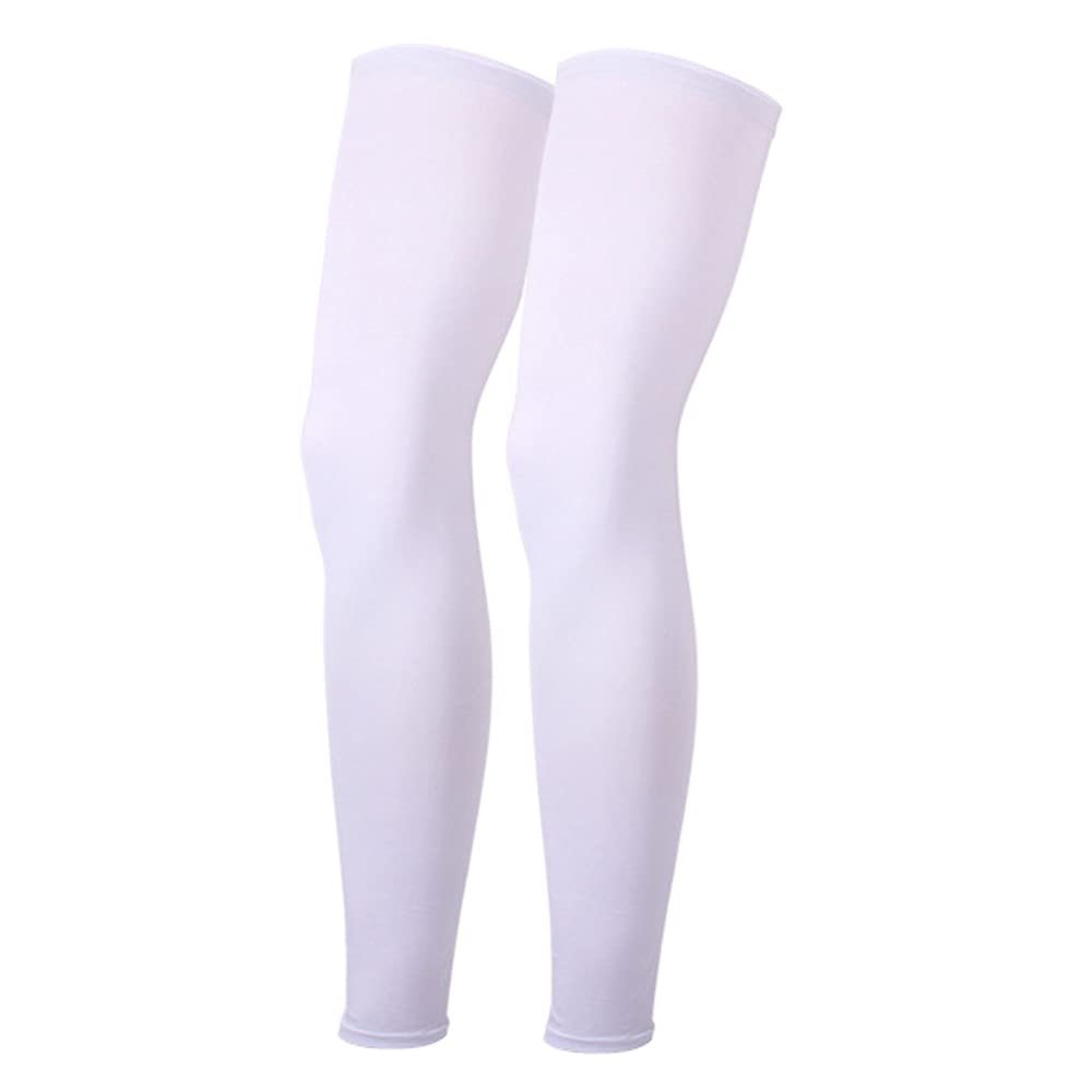 One Pair Compression Full Length Leg Sleeve Unisex Run Basketball White-XXL