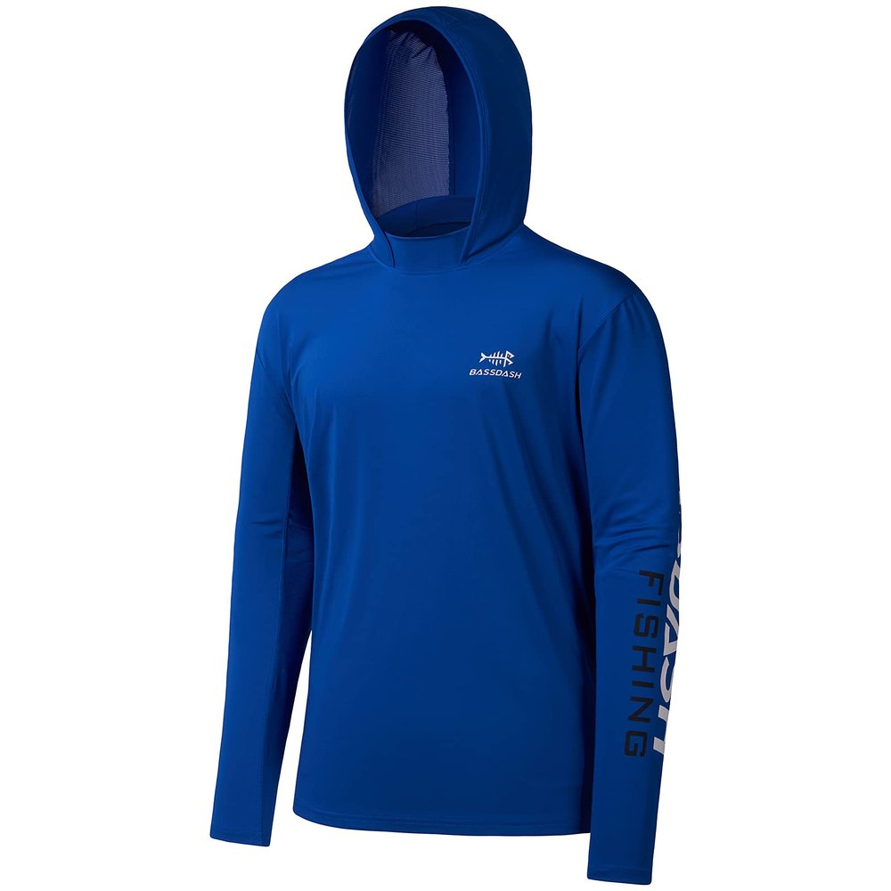BASSDASH UPF 50+ Mens UV Sun Protection Long Sleeve Performance Fishing Hoodie Hooded Shirts