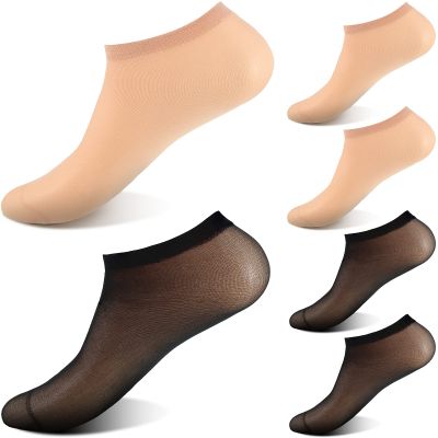 Janmercy 100 Pairs Disposable Try on Socks Nylon Foot Socks Black Nude