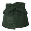QinCiao Toddler Kids Girl's PU Leather Irregular Skirt A-line Mini Pencil Skort Skirt with Belt Dark Green 2-3 Years view 1