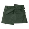 QinCiao Toddler Kids Girl's PU Leather Irregular Skirt A-line Mini Pencil Skort Skirt with Belt Dark Green 2-3 Years view 3