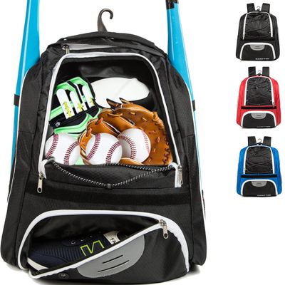 MARITTON Baseball Bag - Bat Backpack for Baseball, T-Ball & Softball Equipment & Gear for Youth and Adults with Shoe Compartment and Hold Bat, Helmet, Glove and Shoes. (BLK)