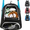 MARITTON Baseball Bag - Bat Backpack for Baseball, T-Ball & Softball Equipment & Gear for Youth and Adults with Shoe Compartment and Hold Bat, Helmet, Glove and Shoes. (BLK) view 1