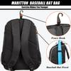 MARITTON Baseball Bag - Bat Backpack for Baseball, T-Ball & Softball Equipment & Gear for Youth and Adults with Shoe Compartment and Hold Bat, Helmet, Glove and Shoes. (BLK) view 4
