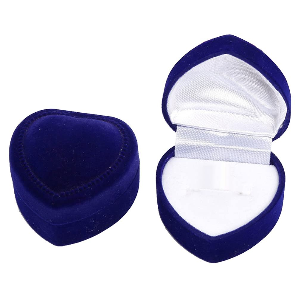 lasenersm 2 Pieces Heart Shaped Ring Box Heart Shaped Earring Box Ring Display Box Jewelry Ring Box Case Jewelry Gift Box Case for Ring Earring at Engagement Wedding Valentine's Day, Royal Blue