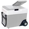 Koolatron Electric Portable Cooler Plug in 12V Car Cooler/Warmer 33 qt (31 L) w/Wheels, No Ice Thermo Electric portable Fridge for camping, Travel Road Trips with 12 Volt DC Power Cord, Gray/White. view 1