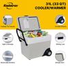 Koolatron Electric Portable Cooler Plug in 12V Car Cooler/Warmer 33 qt (31 L) w/Wheels, No Ice Thermo Electric portable Fridge for camping, Travel Road Trips with 12 Volt DC Power Cord, Gray/White. view 3