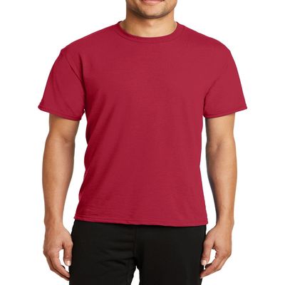 JustBlanks Mens Short Sleeves Regular Fit Casual Workout Performance Blend T-Shirt - Red - L