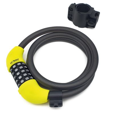 Urban Unisex's UR454M Bike Lock with Combination Flexible Steel Cable 12, 120cm with Security Code Anti-Theft Bicycle Resistant Compact Easy Transport, Black