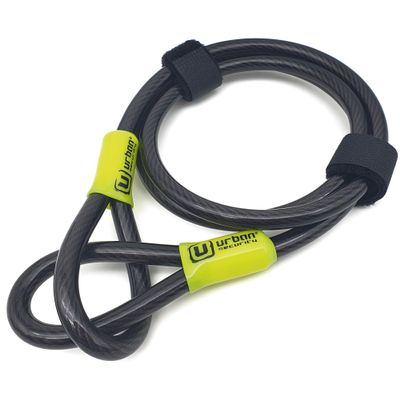 URBAN UR462M Bicycle Security Cable Braided Steel 0.39in, 3.9ft Long, Lightweight, Double Loop, Anti-Theft Cable Locking Motorcycle Helmet Protection, Wheels, Bags, Scooter, Electric Bike, Ebike
