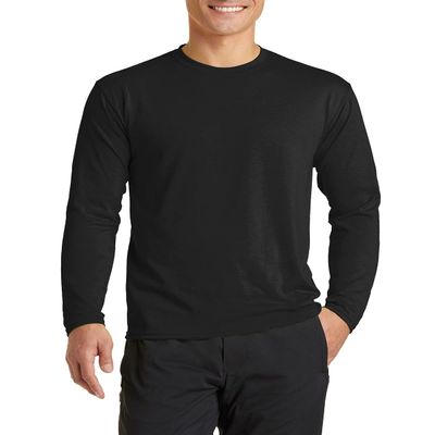 JustBlanks Mens Long Sleeves Regular Fit Casual Workout Performance Blend T-Shirt - Jet Black - XL