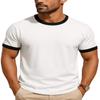 JustBlanks Men's Ringer Tee Shirt - Cotton T-Shirts Short Sleeves Crewneck T-Shirt for Men - White/Jet Black - M view 1