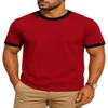 JustBlanks Men's Ringer Tee Shirt - Cotton T-Shirts Short Sleeves Crewneck T-Shirt for Men - Red/Jet Black - L view 1