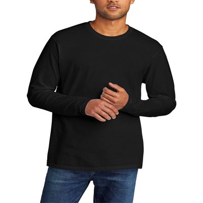JustBlanks Mens Casual Long Sleeves Regular Fit Tri-Blend Crew Neck T-Shirt - Black - 2XL