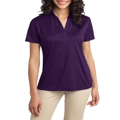 JustBlanks Womens Short Sleeves Polo Shirt Lightweight Jersey Silk Touch V-Neck Golf Polo Shirt for Women - Bright Purple - Small