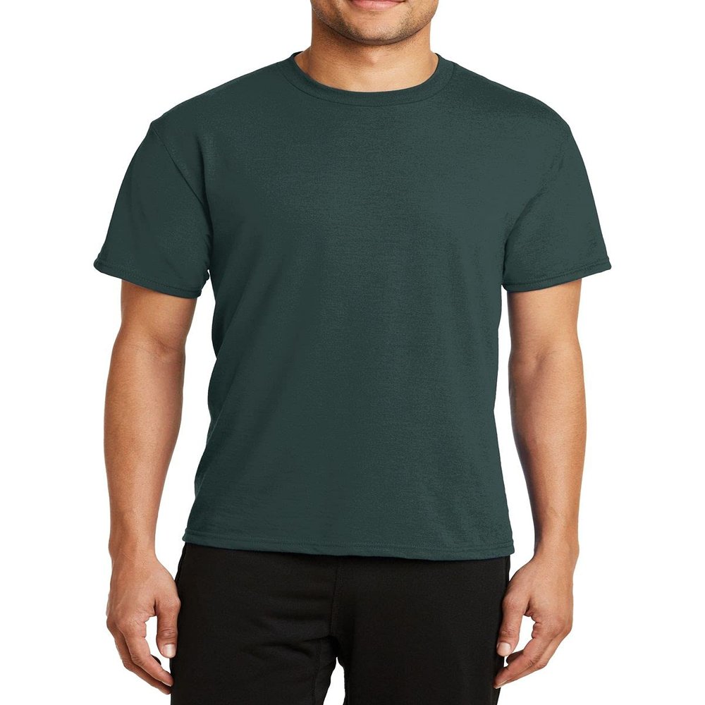 JustBlanks Mens Short Sleeves Regular Fit Casual Workout Performance Blend T-Shirt - Dark Green - M